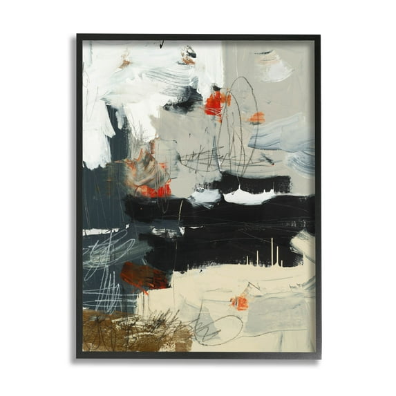 Stupell Industries Busy Abstract Brush Strokes Painting Black Framed Art Print Wall Art, Design by Brent Foreman