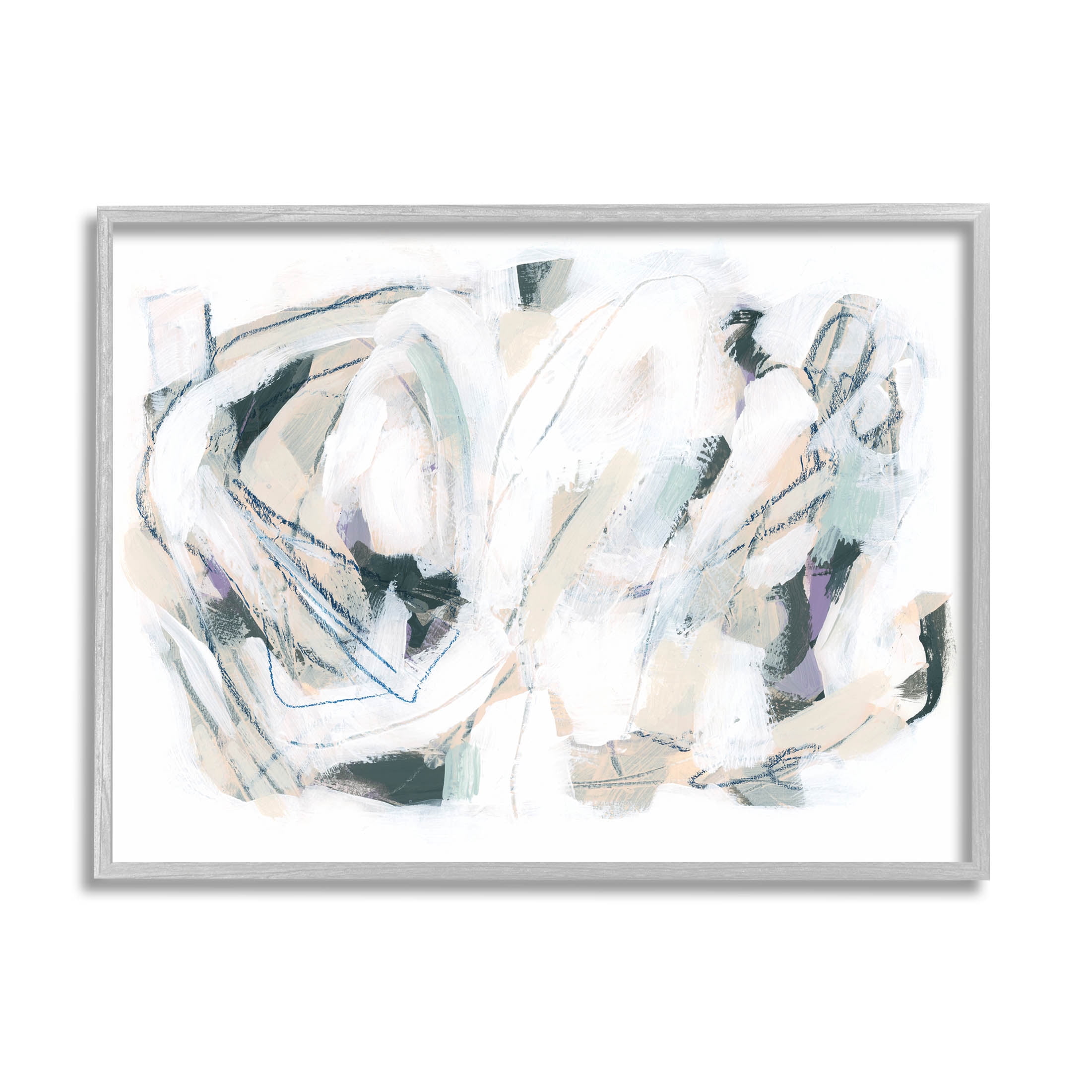 Stupell Industries Busy Abstract Lines Composition Painting Gray Framed Art Print Wall Art, Design by June Erica Vess