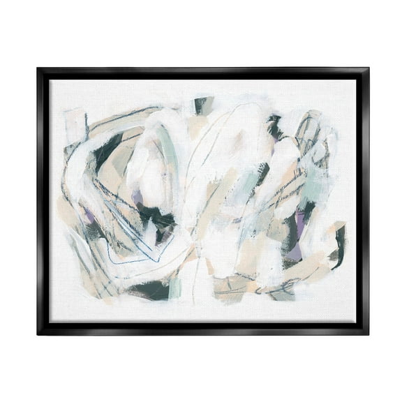 Stupell Industries Busy Abstract Lines Composition Painting Jet Black Floating Framed Canvas Print Wall Art, Design by June Erica Vess