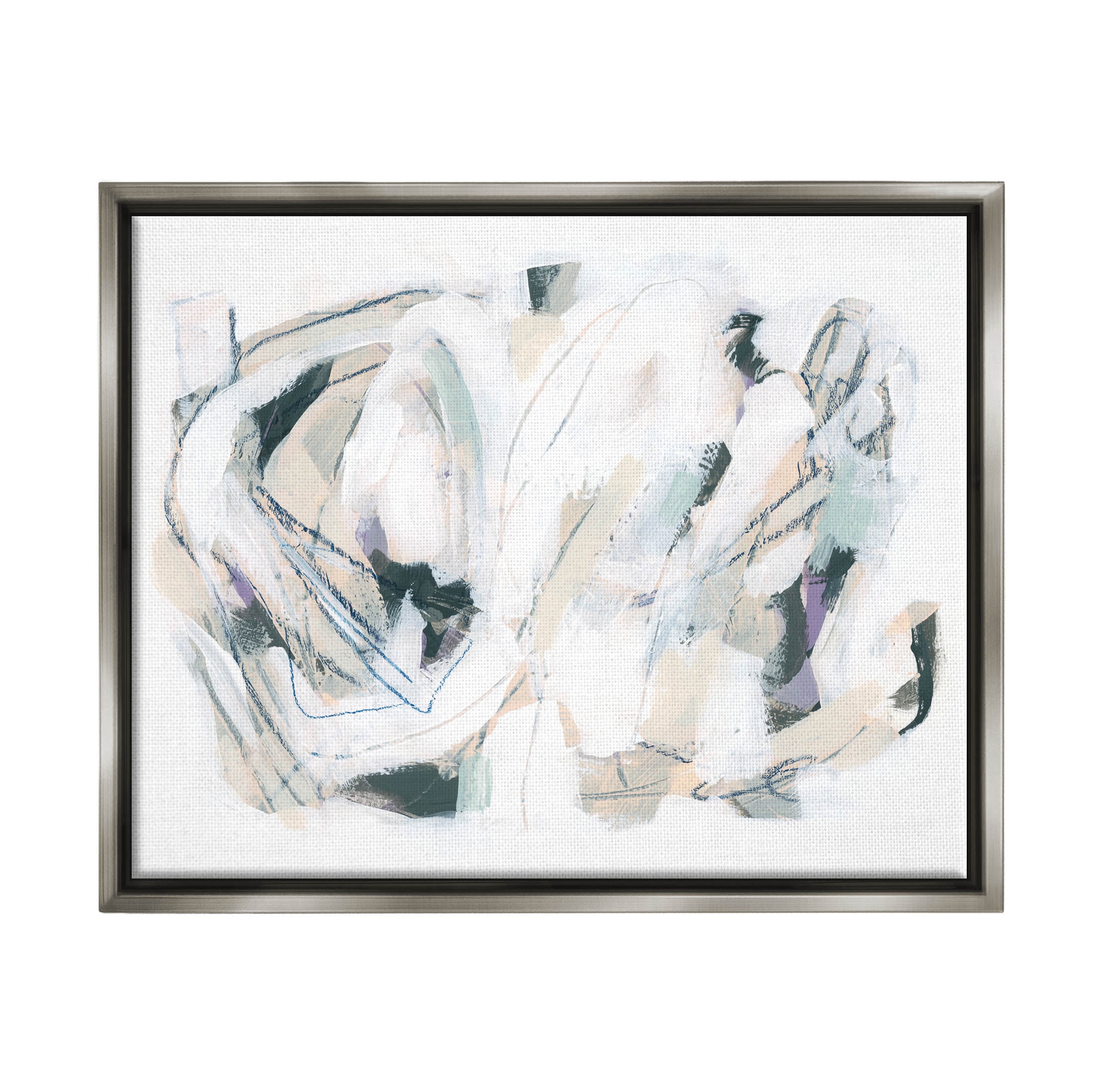Stupell Industries Busy Abstract Lines Composition Painting Luster Gray Floating Framed Canvas Print Wall Art, Design by June Erica Vess