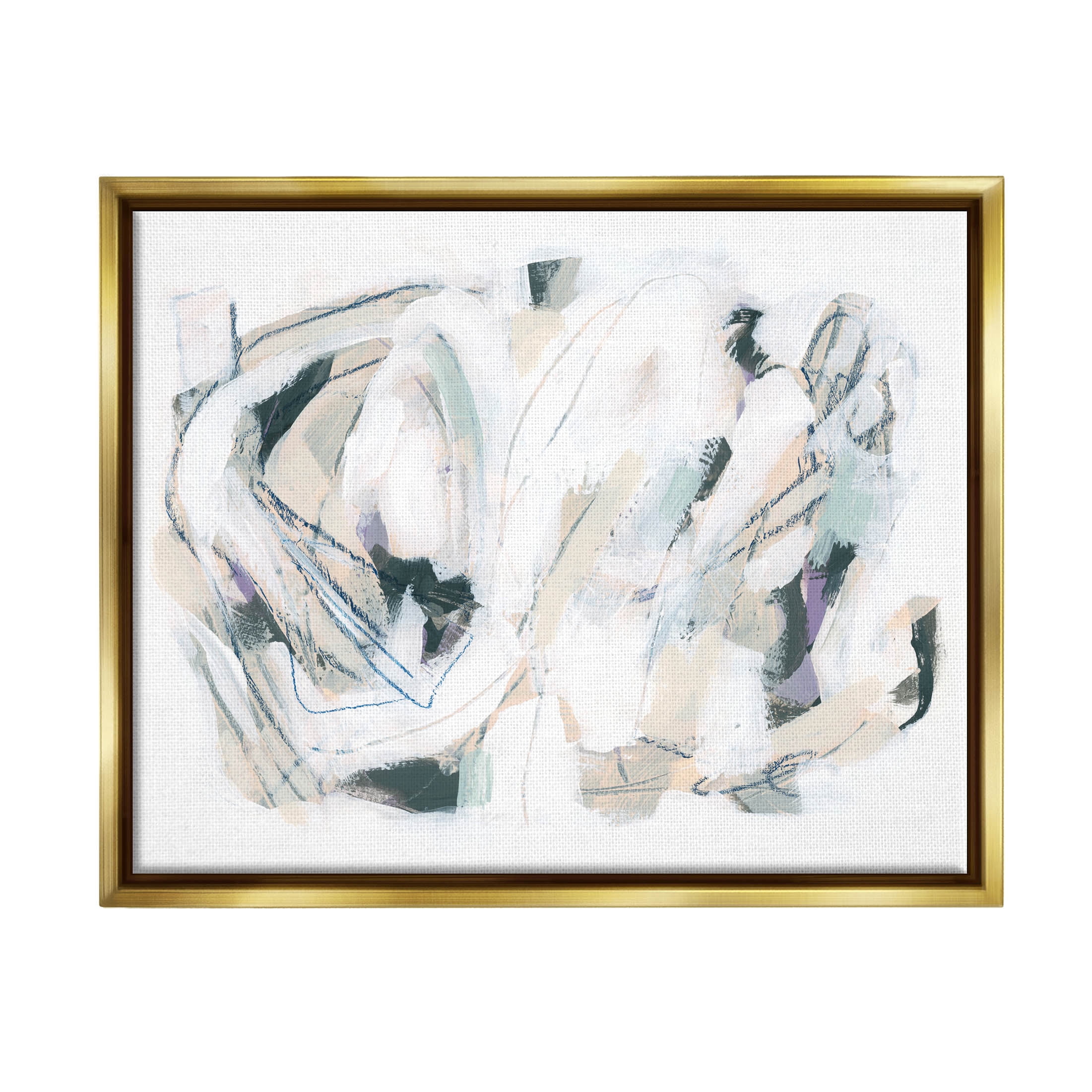 Stupell Industries Busy Abstract Lines Composition Painting Metallic Gold Floating Framed Canvas Print Wall Art, Design by June Erica Vess