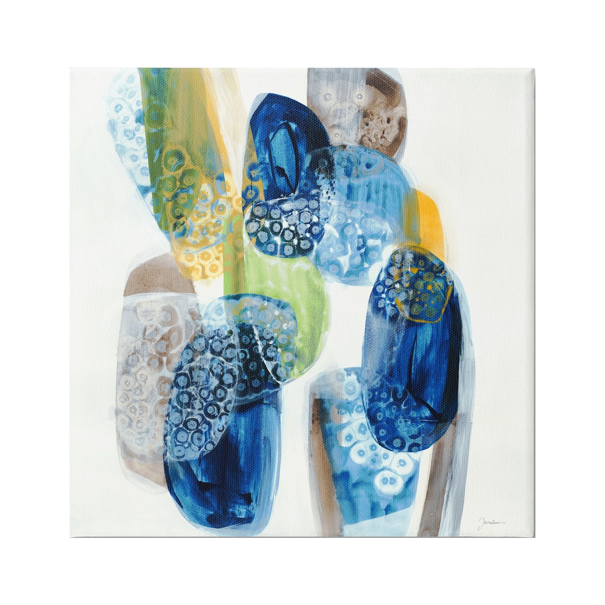 Stupell Industries Busy Abstract Pebbles Abstract Painting Gallery Wrapped Canvas Print Wall Art, 17 x 17