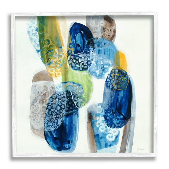 Stupell Industries Busy Abstract Pebbles Abstract Painting White Framed Art Print Wall Art, 24 x 24