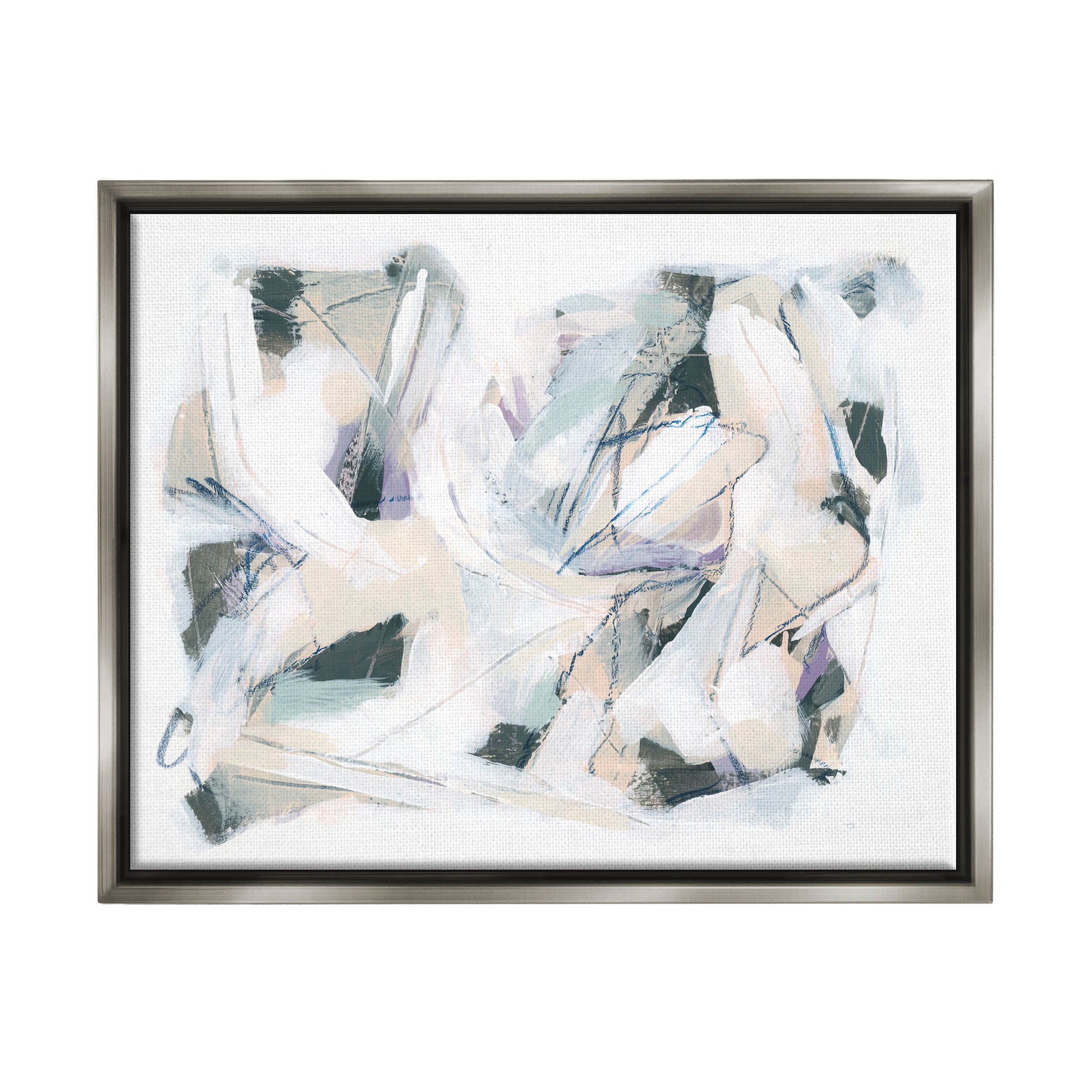 Stupell Industries Busy Abstract Streaks Arrangement Painting Luster Gray Floating Framed Canvas Print Wall Art, Design by June Erica Vess