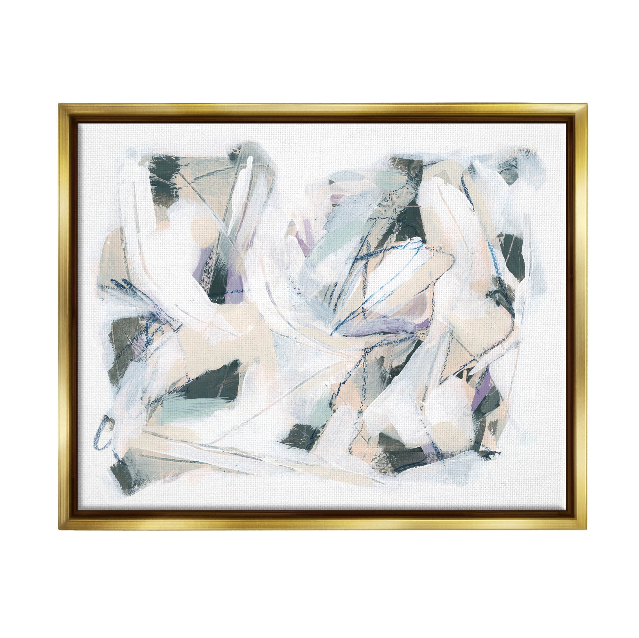 Stupell Industries Busy Abstract Streaks Arrangement Painting Metallic Gold Floating Framed Canvas Print Wall Art, Design by June Erica Vess