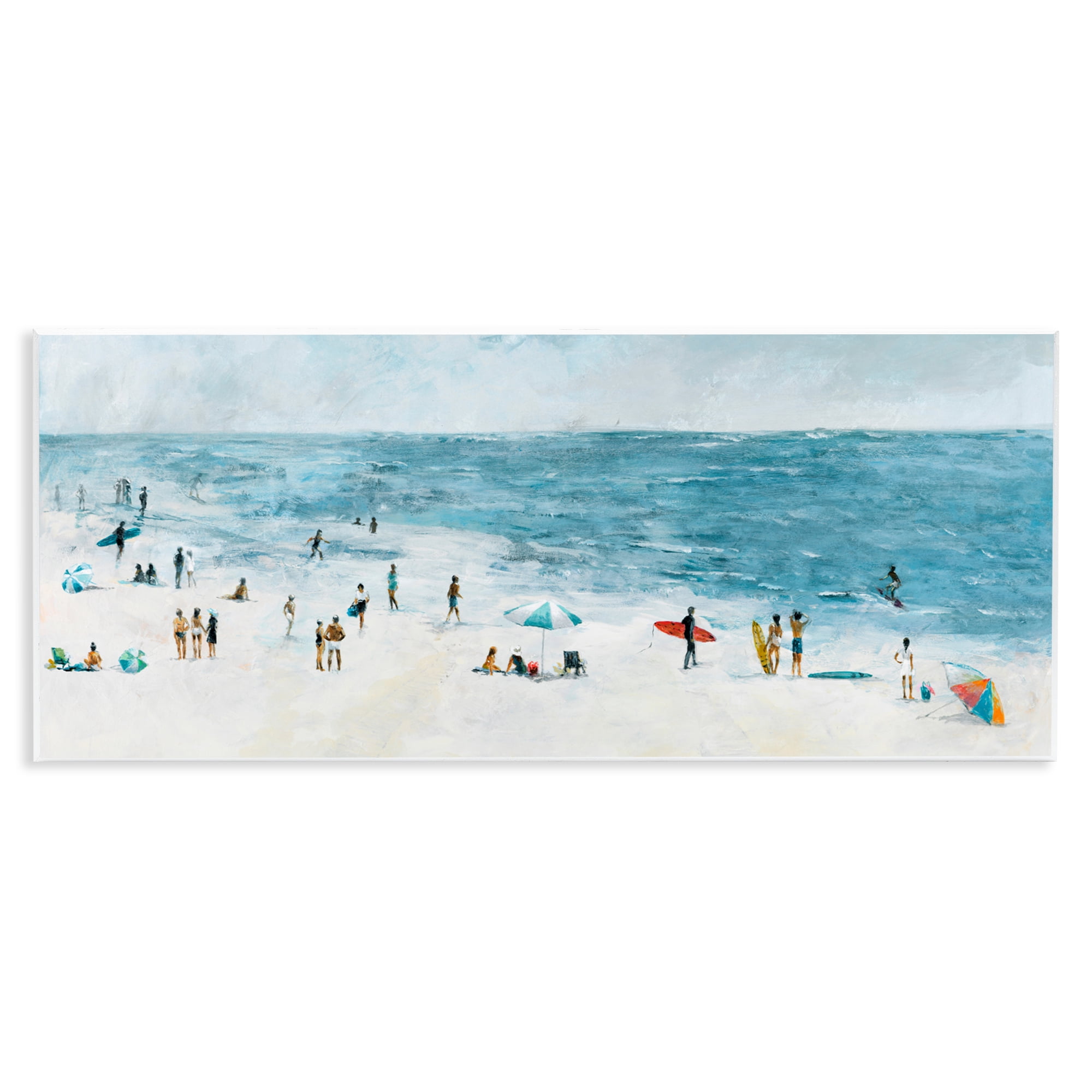 Stupell Industries Busy Beach Coastal Scene Wall Plaque Art, design by Lorenzo Collective