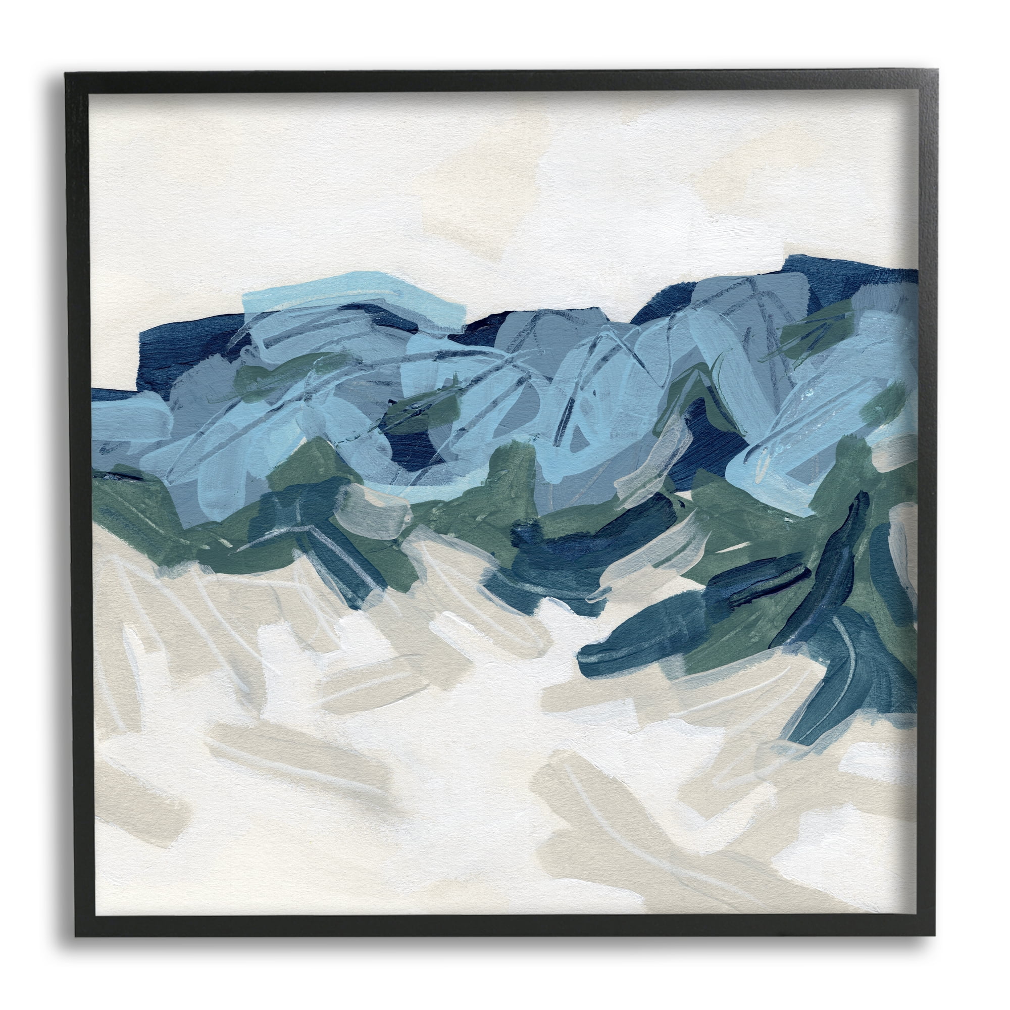 Stupell Industries Busy Beach Tide Wave Abstraction Blue Movement Abstract Painting Black Framed Art Print Wall Art, 12 x 12