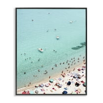 Stupell Industries Busy Beach View Nautical & Beach Photography Black Framed Art Print Wall Art, 11 x 14