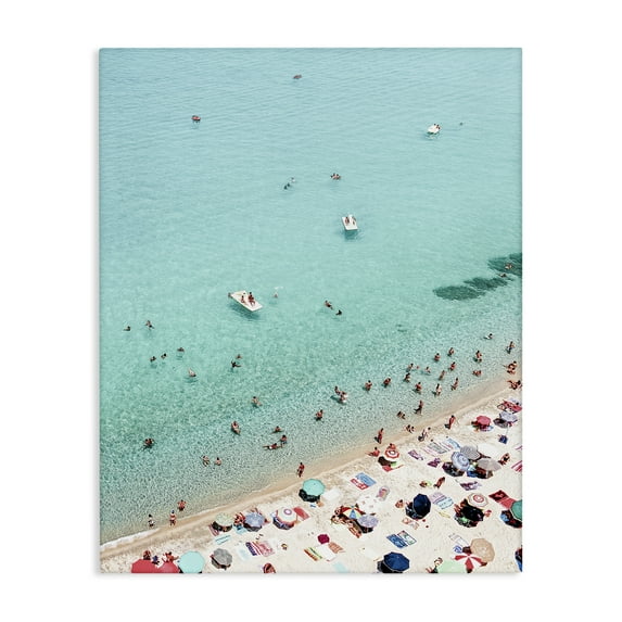 Stupell Industries Busy Beach View Nautical & Beach Photography Wrapped Canvas Art Print Wall Art, 24 x 30