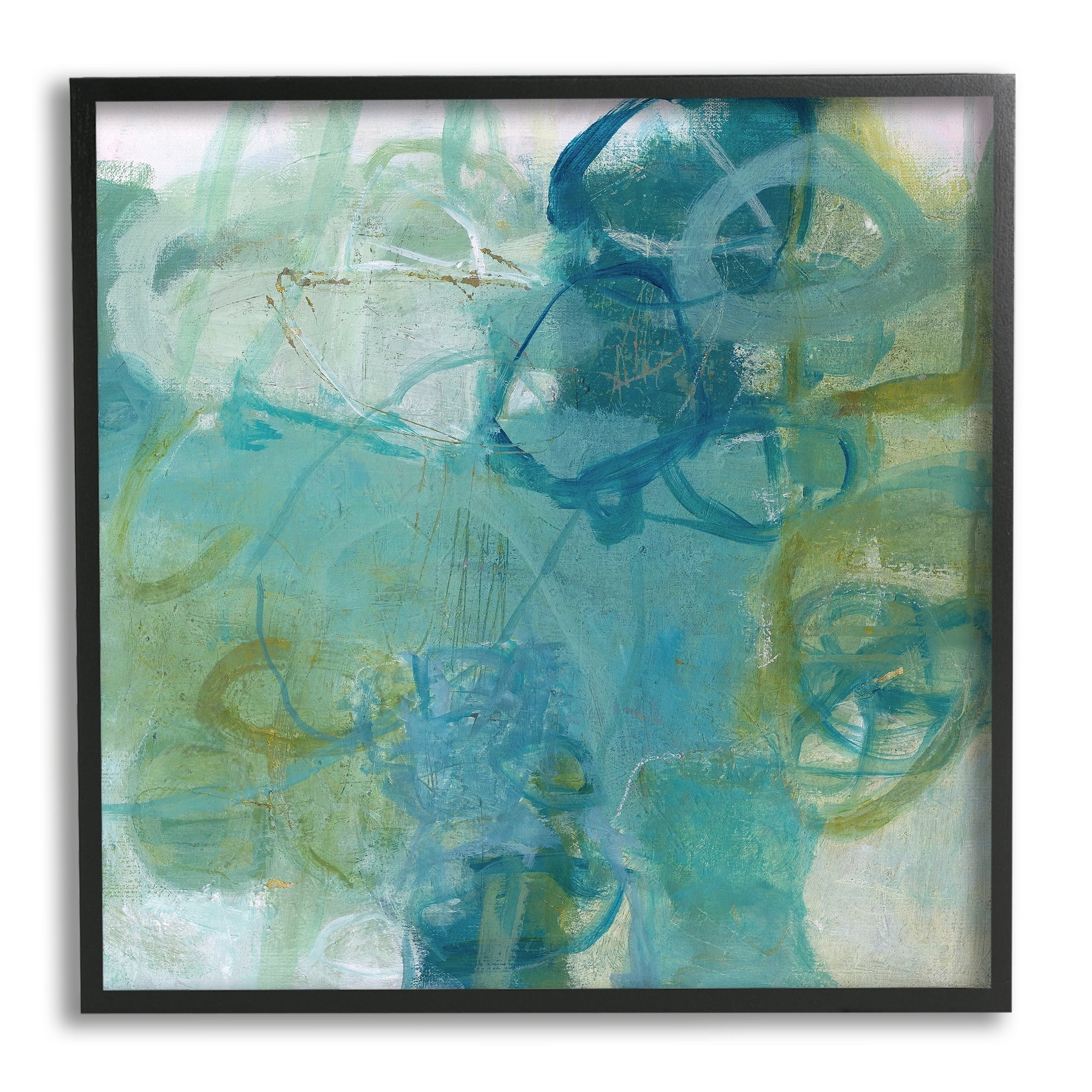 Stupell Industries Busy Blue Green Abstract Painting Overlapping Scribbled Lines, 24 x 24,Design by Carole Leslie