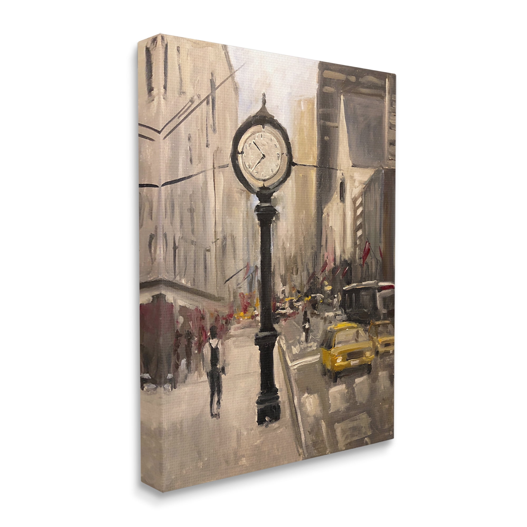 Stupell Industries Busy City Sidewalk Clock Urban Architecture, 36 x 48, Design by Allayn Stevens