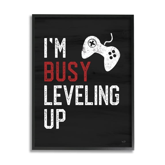 Stupell Industries Busy Leveling Up Video Game Controller Sign, 11 x 14, Design by Lux + Me Designs
