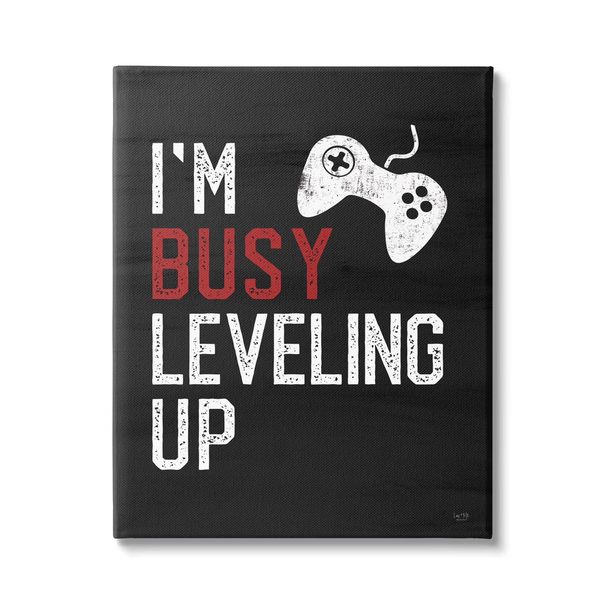 Stupell Industries Busy Leveling Up Video Game Controller Sign Kids Painting Gallery-Wrapped Canvas Print Wall Art, 36 x 48, Design by Lux + Me Designs