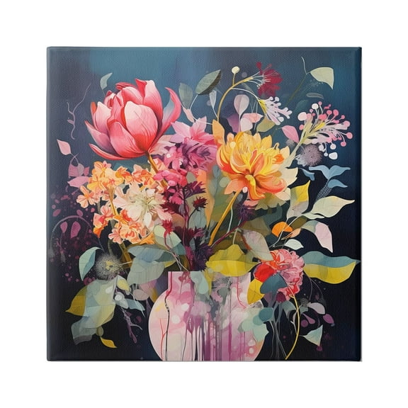 Stupell Industries Busy Modern Blooms Botanical & Floral Painting Gallery Wrapped Canvas Art Print Wall Art, 17 x 17