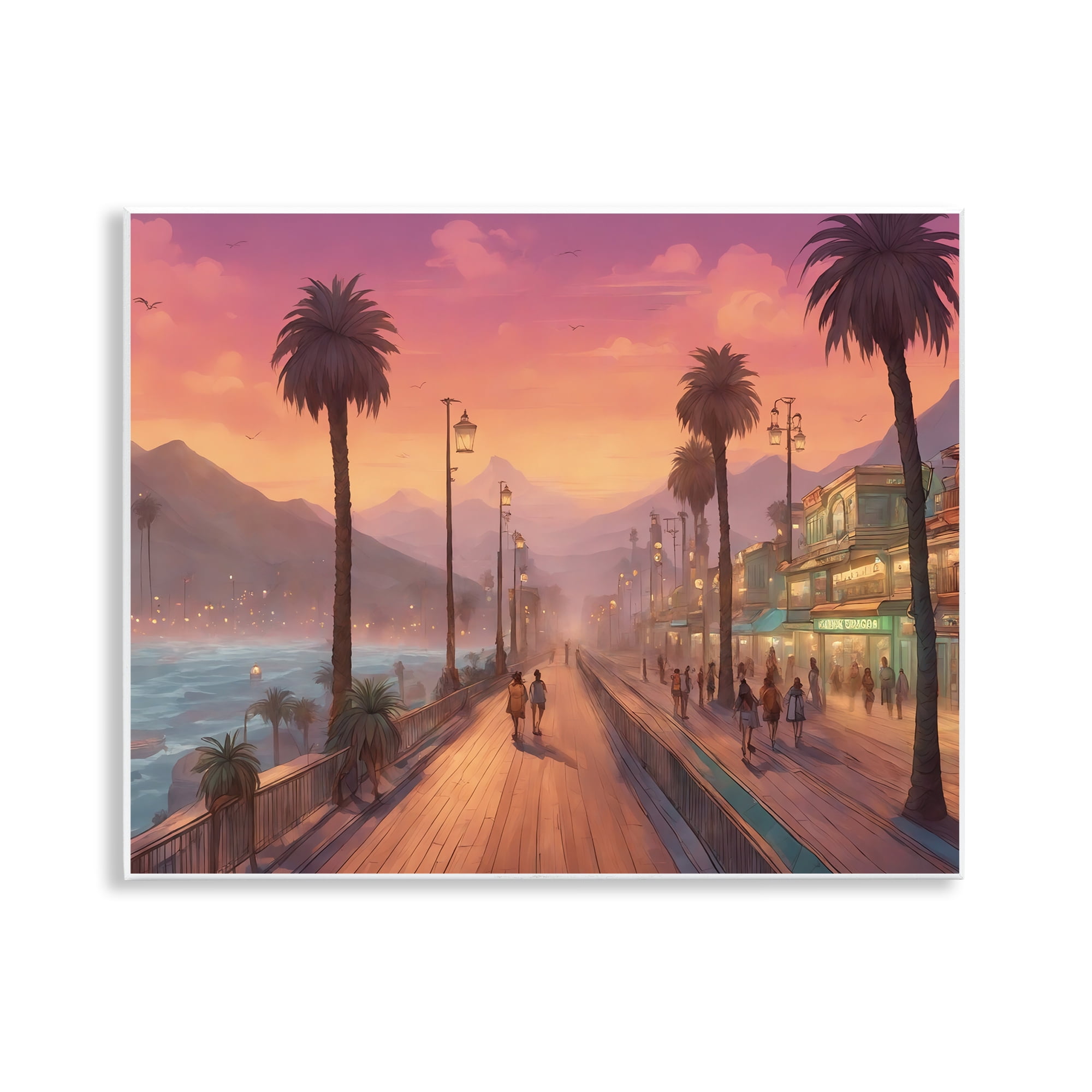 Stupell Industries Busy Tropical Boardwalk Landscape & Nature Painting Unframed Art Print Wall Art, 14 x 11