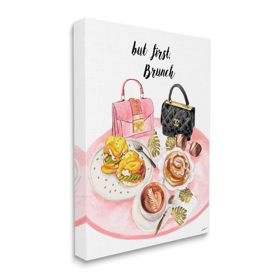 Stupell Industries But First Brunch Phrase Glam Breakfast Table Canvas Wall Art, 24 x 30, Design by Ziwei Li