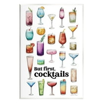 Stupell Industries But First Cocktails Food & Beverage Painting Unframed Art Print Wall Art, 10 x 15