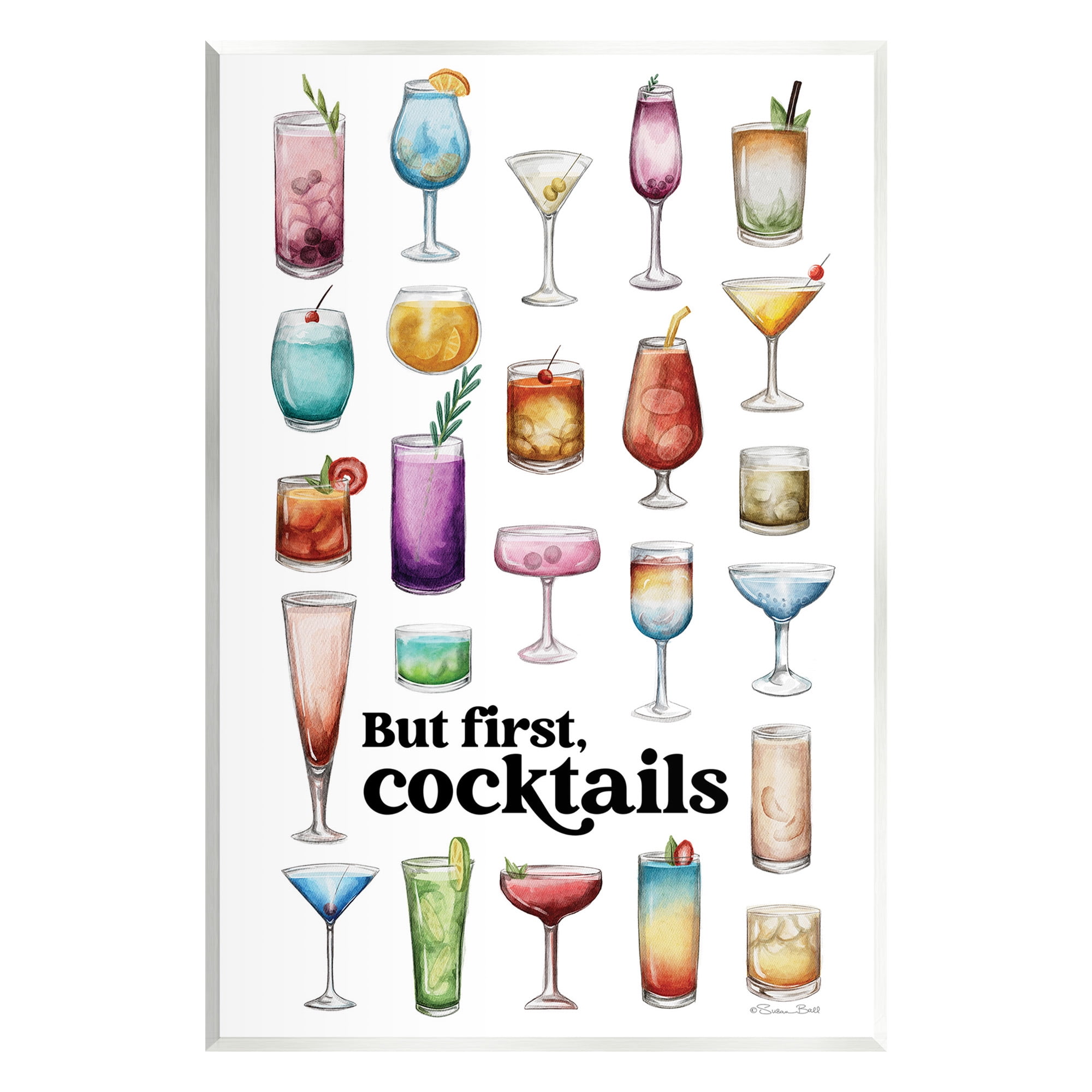 Colorful Cocktail Art Print on MDF Wood, 13 x 19