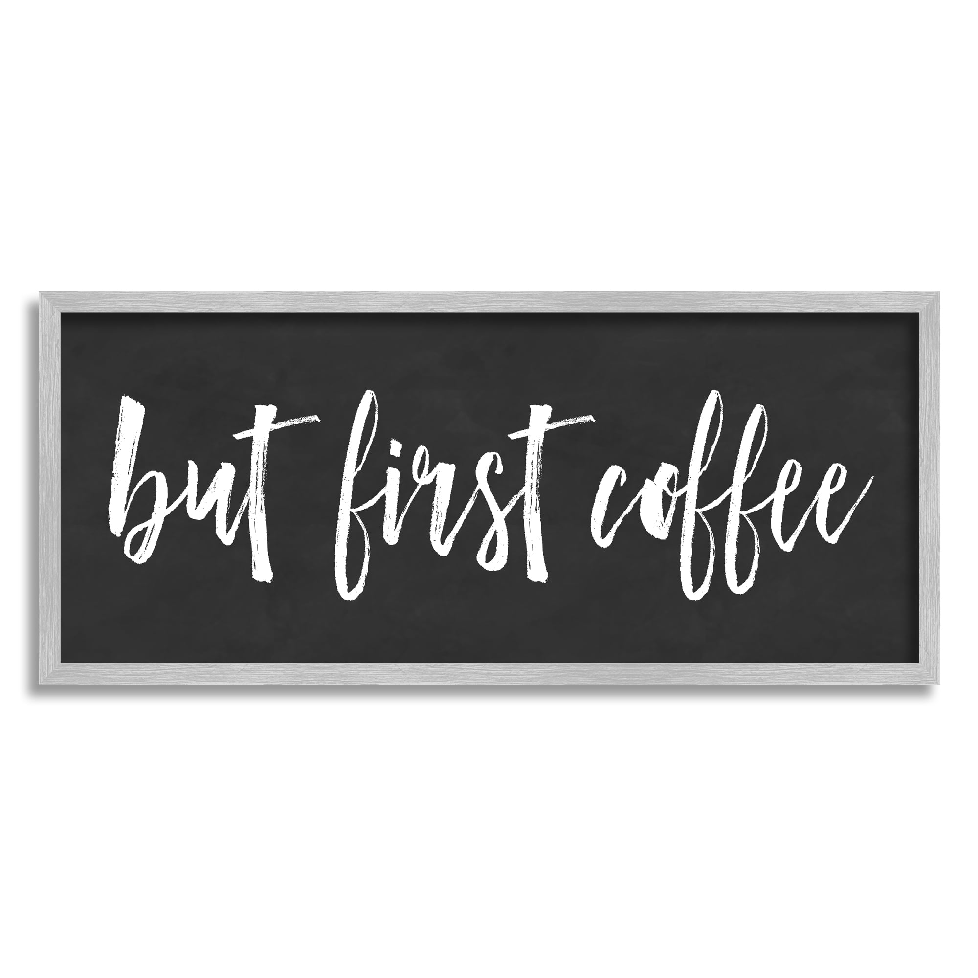 Stupell Industries But First Coffee Calligraphy Script Kitchen Phrase Graphic Art Gray Framed Art Print Wall Art, Design by Lettered and Lined