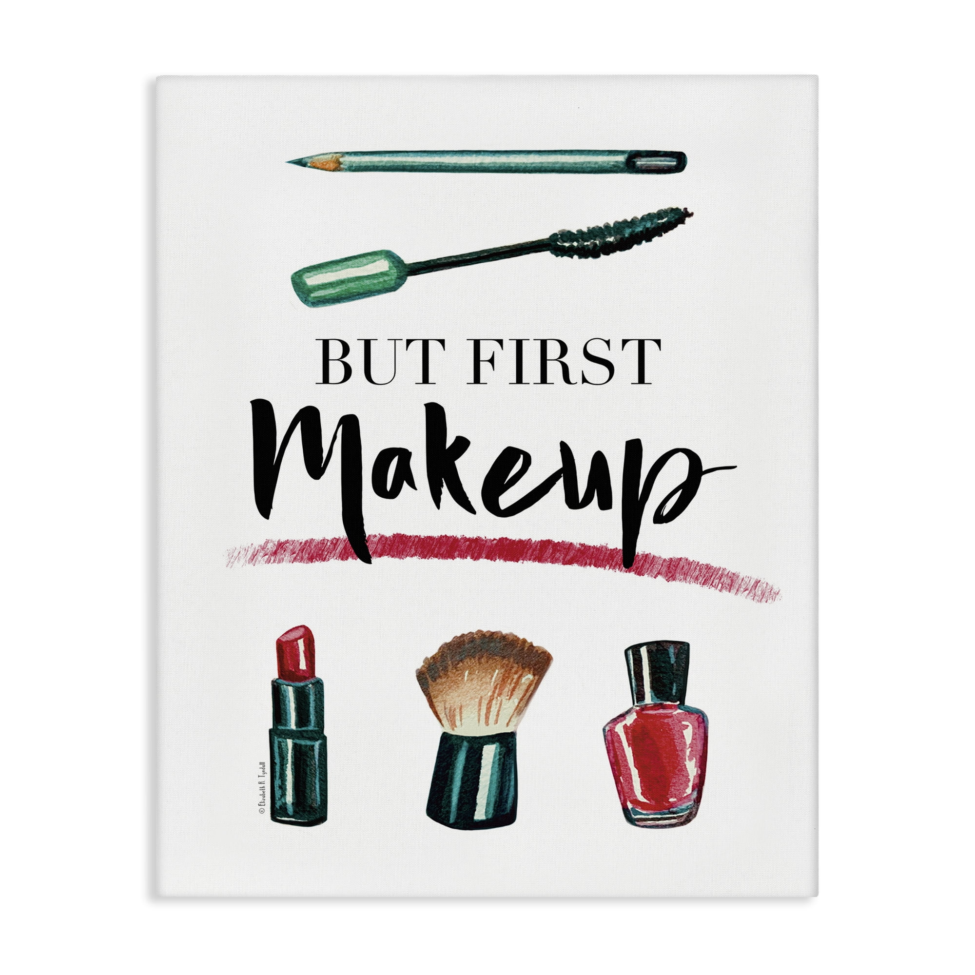 Stupell Industries But First Makeup Beauty & Fashion Painting Gallery Wrapped Canvas Art Print Wall Art, 16 x 20