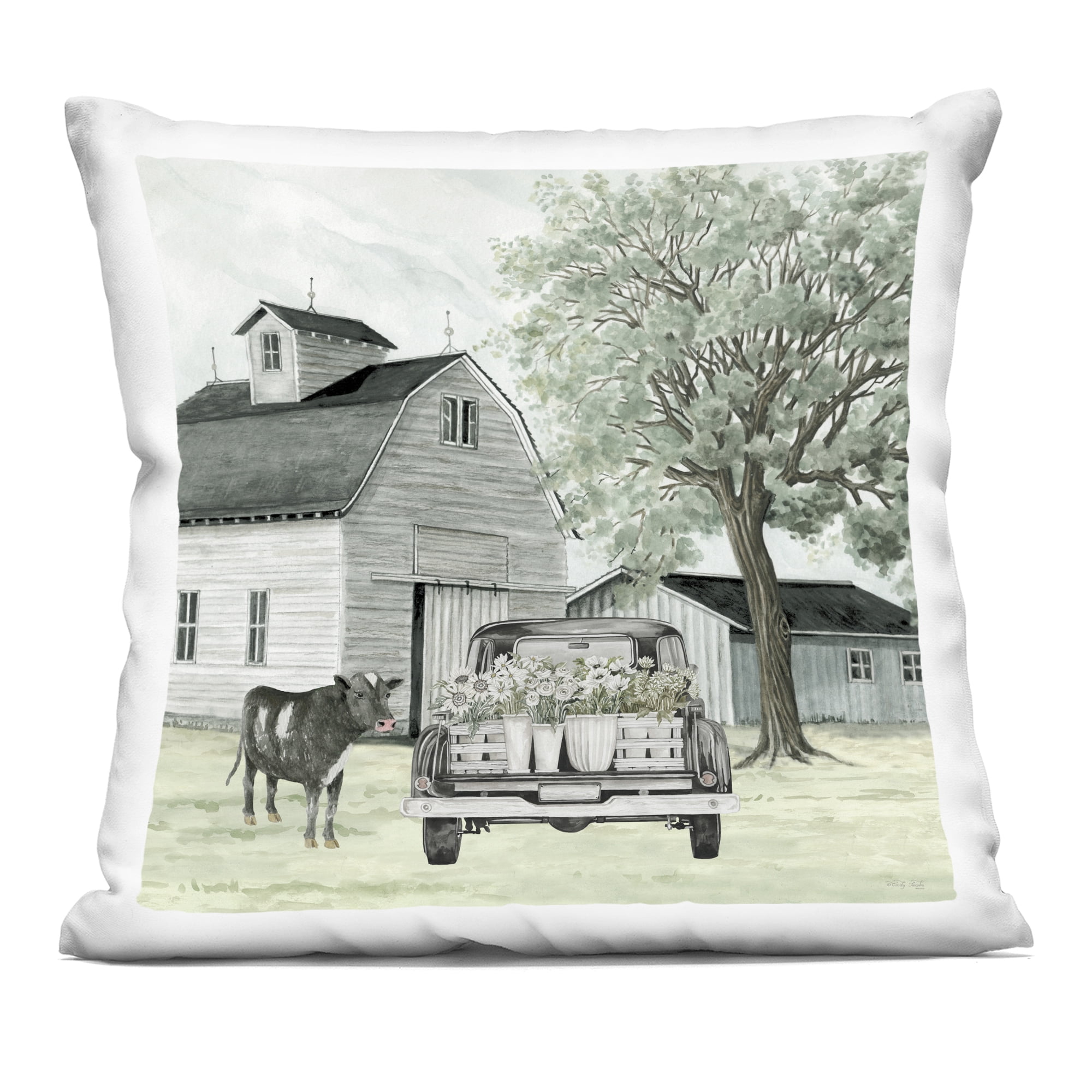 Stupell Industries Buttercup's Flowers on Farm Decorative Printed Throw Pillow, design by Cindy Jacobs