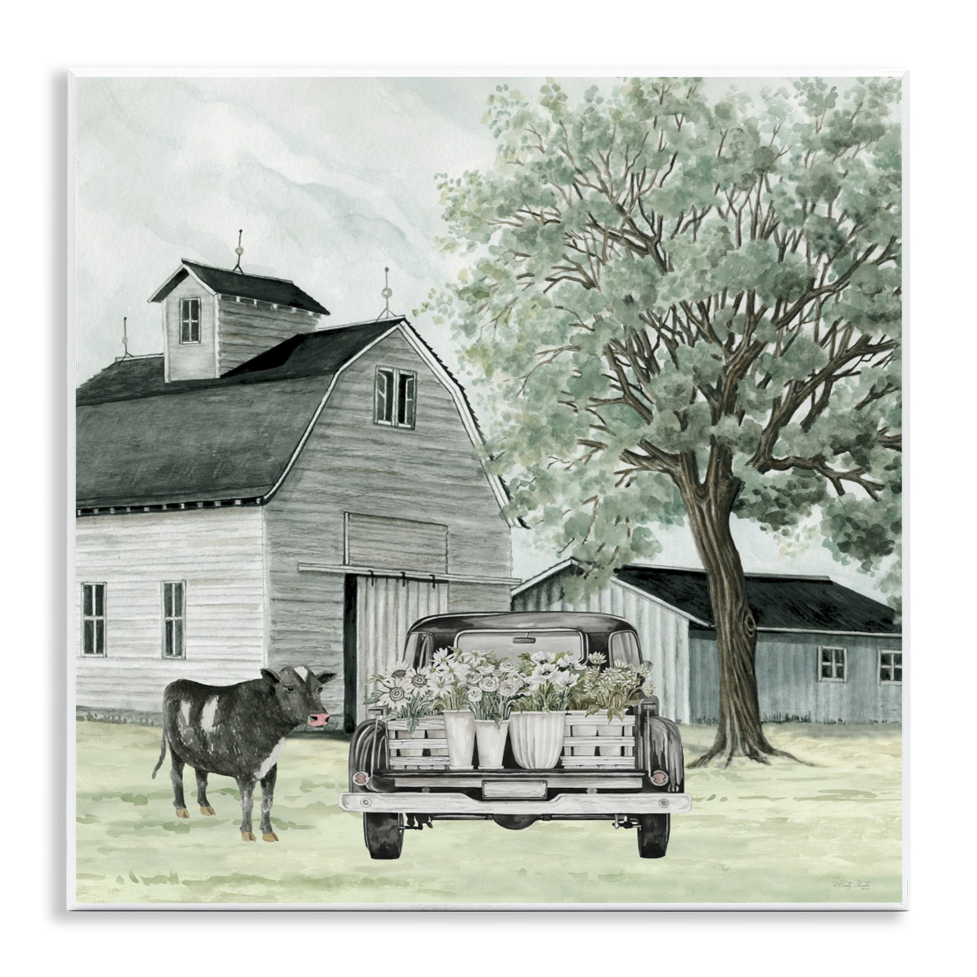 Stupell Industries Buttercup's Flowers on Farm Wall Plaque Art, design by Cindy Jacobs