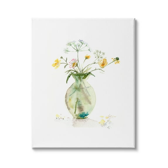 Stupell Industries Buttercups Daisies Green Vase Watercolor Floral Still Life, 30 x 40, Design by Verbrugge Watercolor