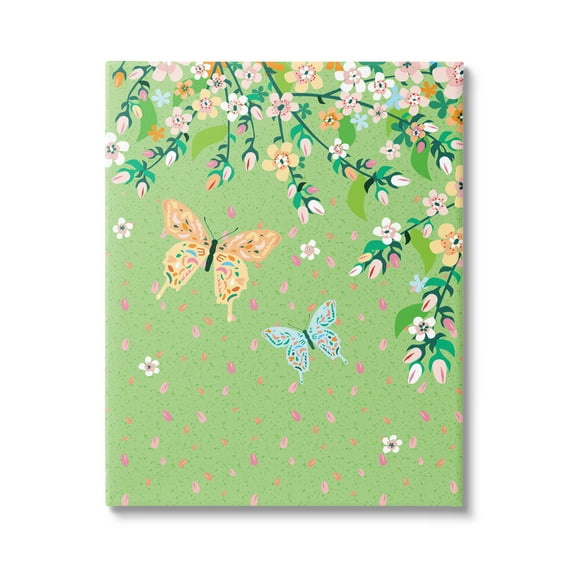 Stupell Industries Butterflies & Falling Petals Animals & Insects Painting Gallery Wrapped Art Print Wall Art, 16 x 20