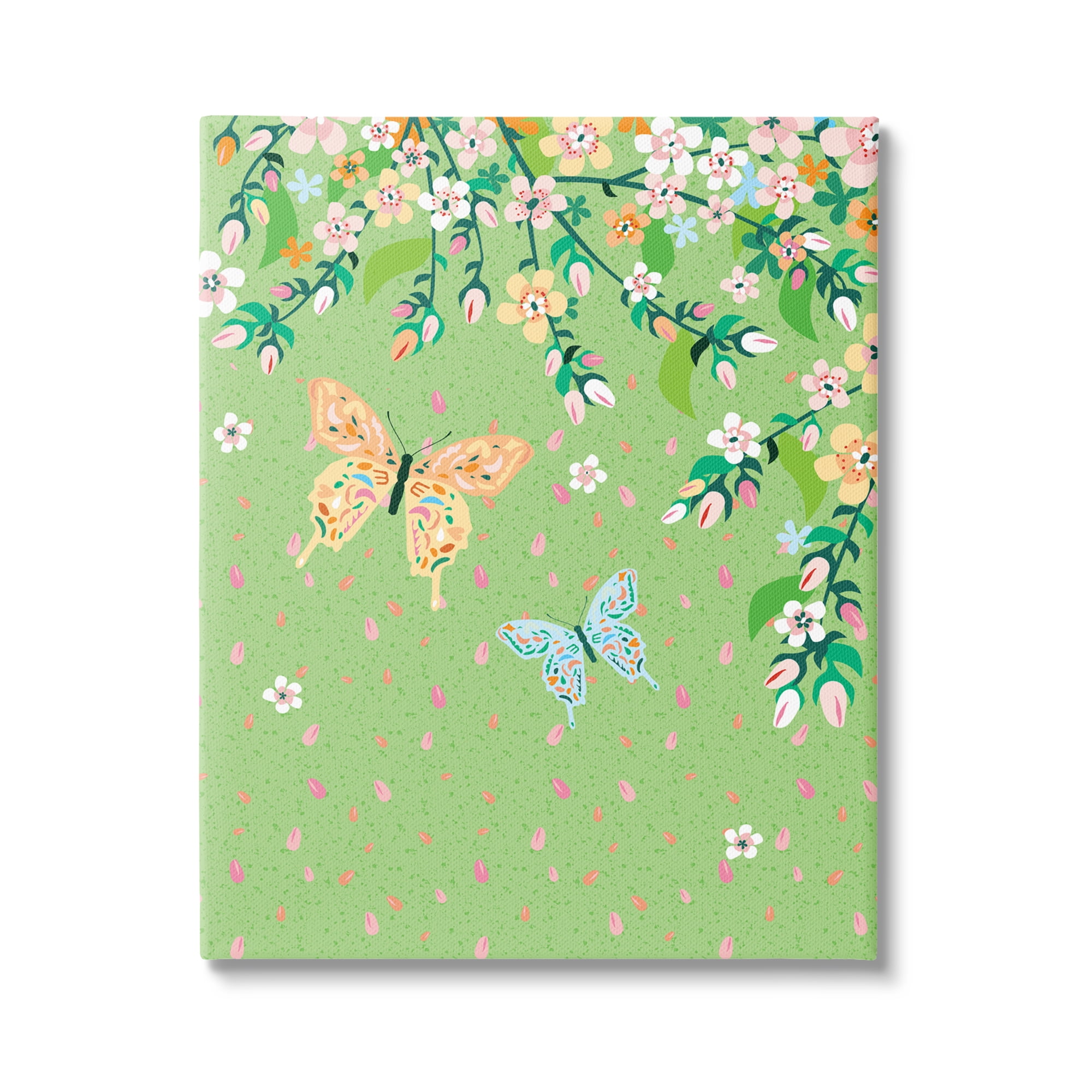 Stupell Industries Butterflies & Falling Petals Animals & Insects Painting Gallery Wrapped Art Print Wall Art, 24 x 30
