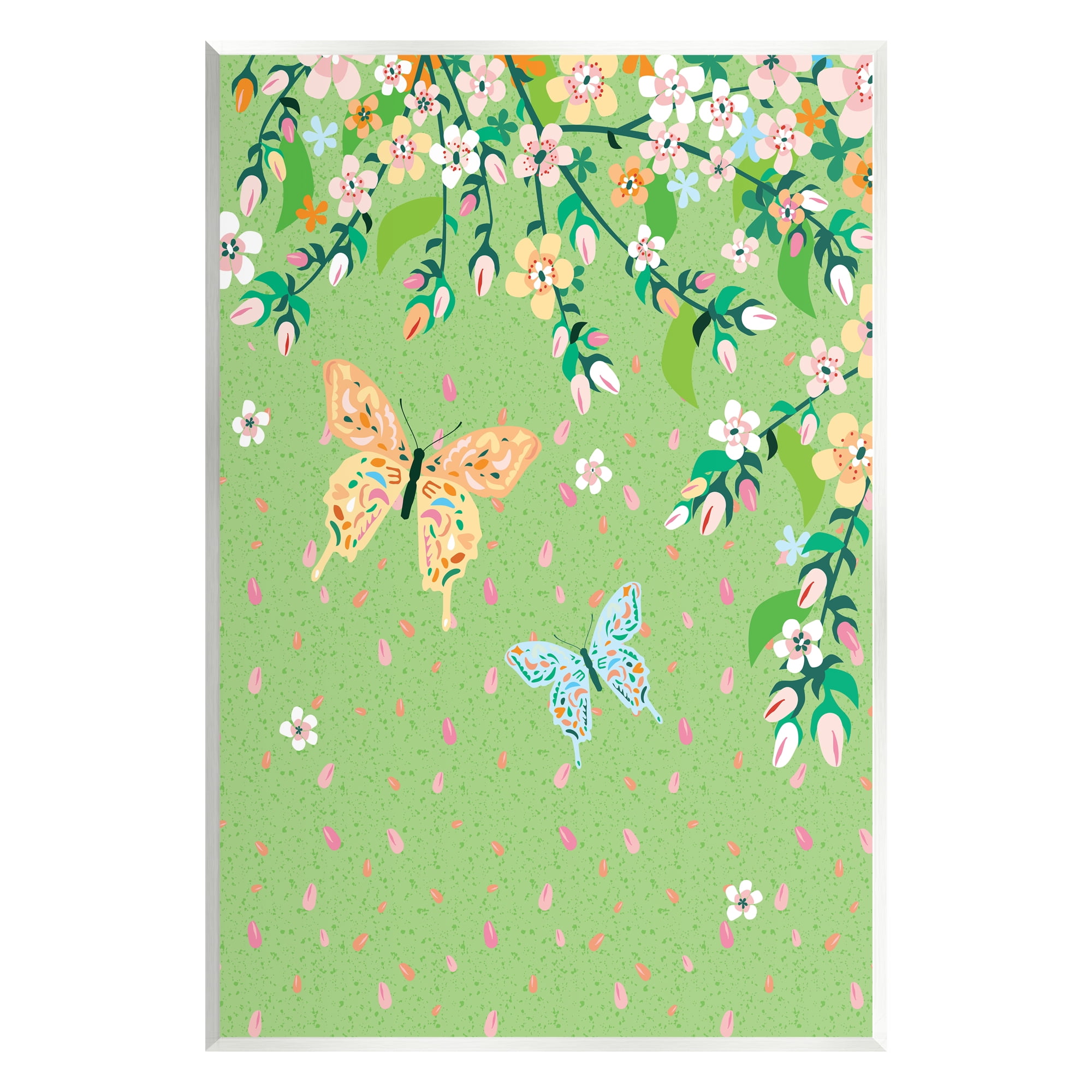 Stupell Industries Butterflies & Falling Petals Animals & Insects Painting Unframed Art Print Wall Art, 10 x 15