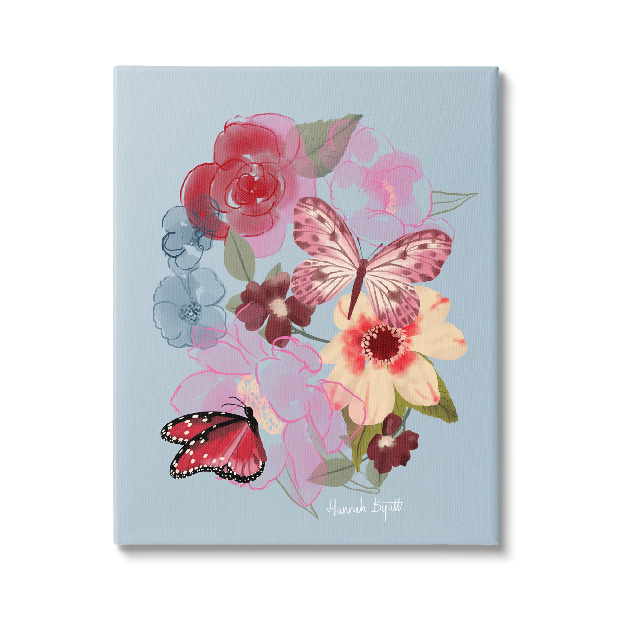 Stupell Industries Butterflies & Florals Botanical & Floral Painting Gallery Wrapped Canvas Print Wall Art, 24 x 30