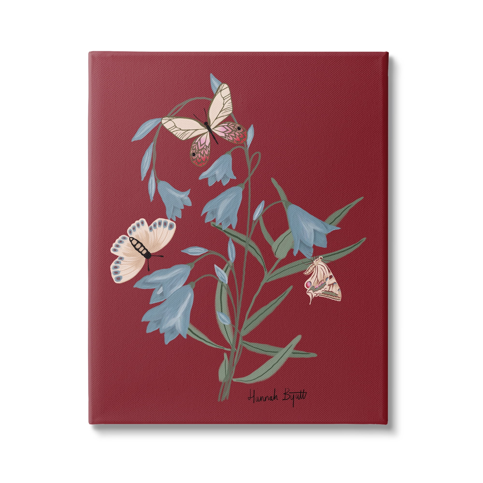 Stupell Industries Butterflies & Flower Sprigs Animals & Insects Painting Gallery Wrapped Canvas Print Wall Art, 16 x 20