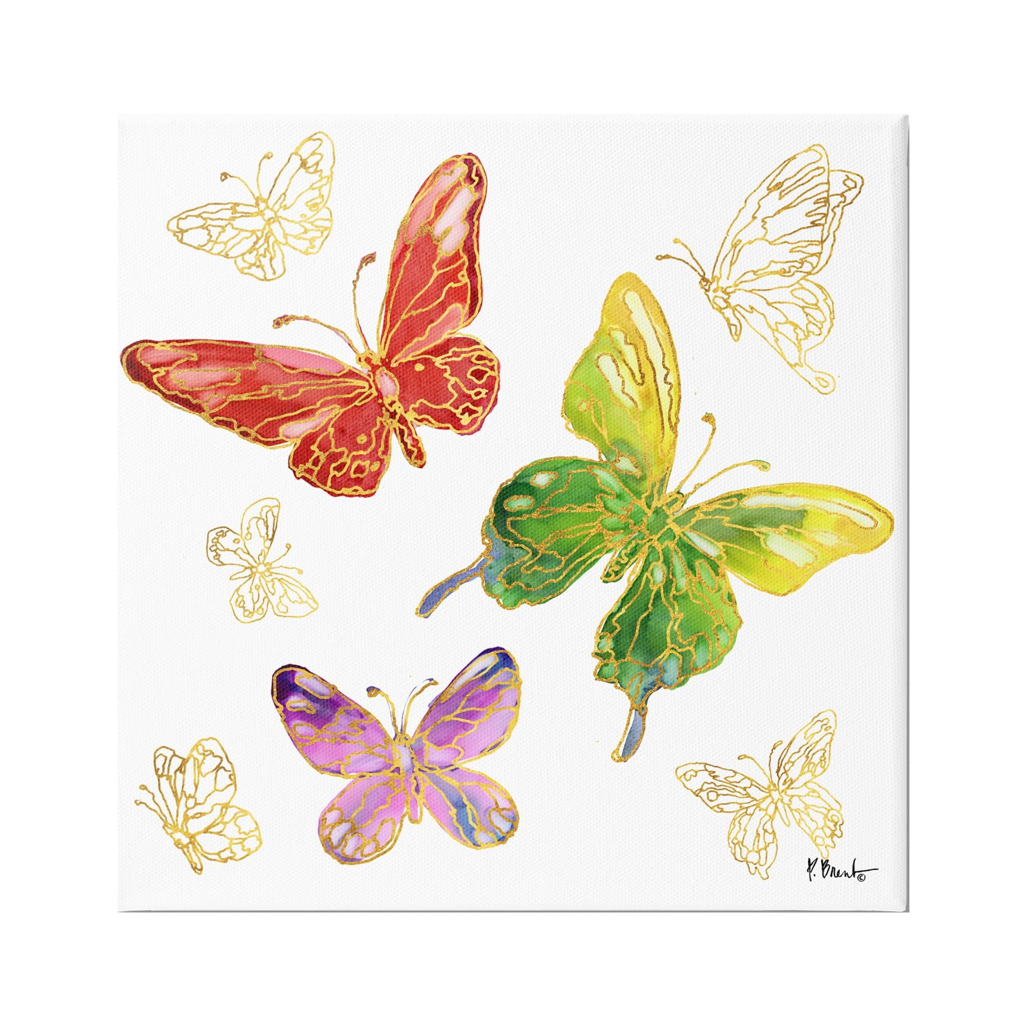Colorful Butterfly Canvas Art for Kids' Nursery, 17 x 17