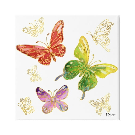 Stupell Industries Butterflies Glam Detail Animals & Insects Painting Gallery Wrapped Canvas Art Print Wall Art, 17 x 17