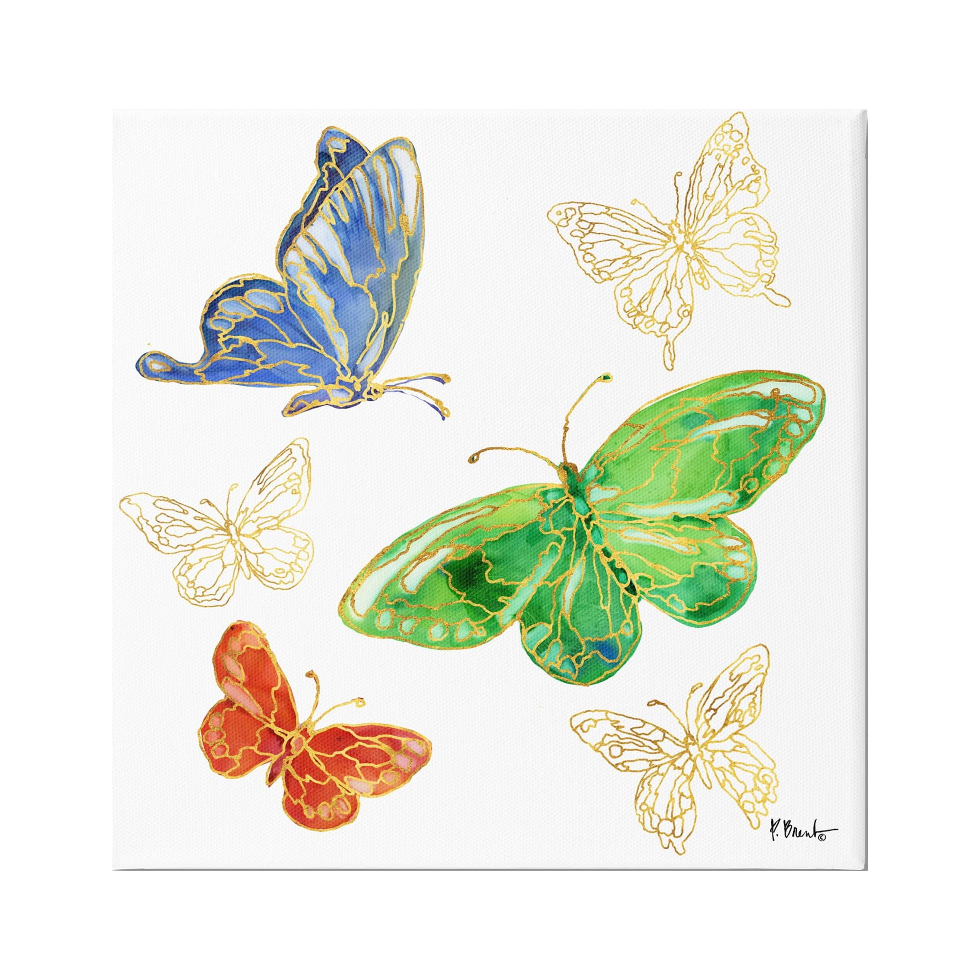 Stupell Industries Butterflies Glam Outline Animals & Insects Painting Gallery Wrapped Canvas Art Print Wall Art, 36 x 36