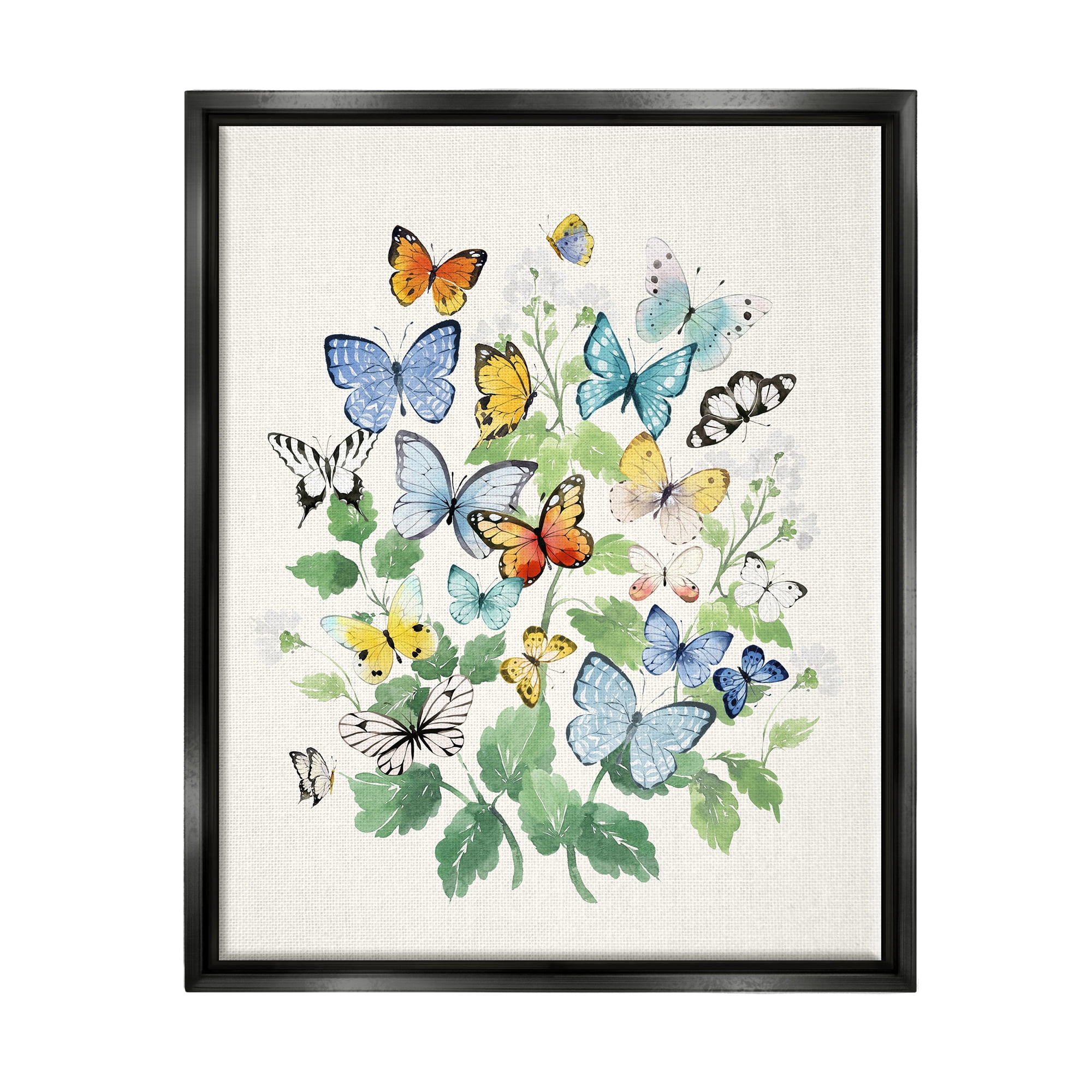 Stupell Industries Butterflies & Spring Florals Animals & Insects Painting Black Floater Framed Art Print Wall Art, 25 x 31