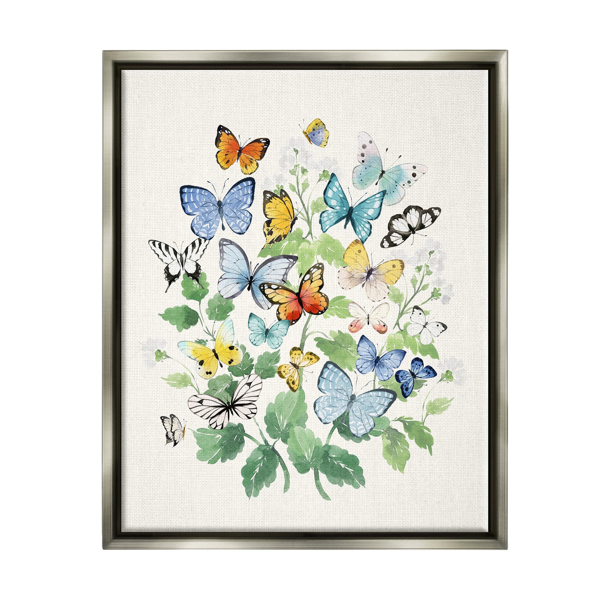 Stupell Industries Butterflies & Spring Florals Animals & Insects Painting Gray Floater Framed Art Print Wall Art, 25 x 31