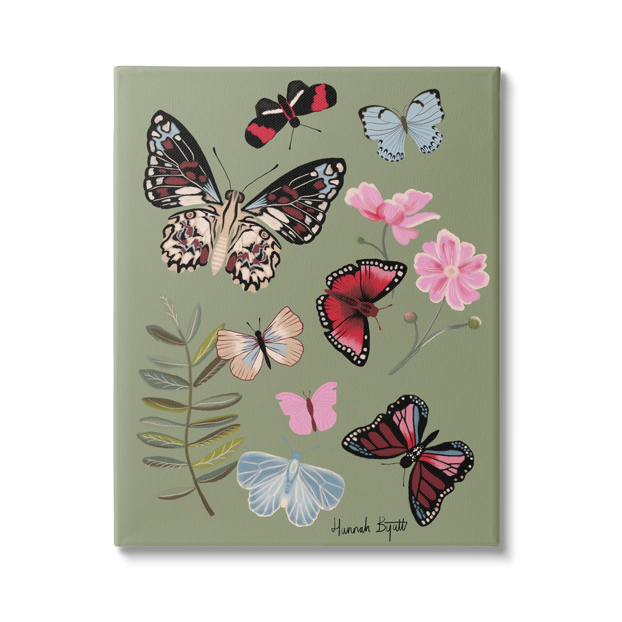 Stupell Industries Butterflies & Woodland Herbs Animals & Insects Painting Gallery Wrapped Canvas Print Wall Art, 24 x 30