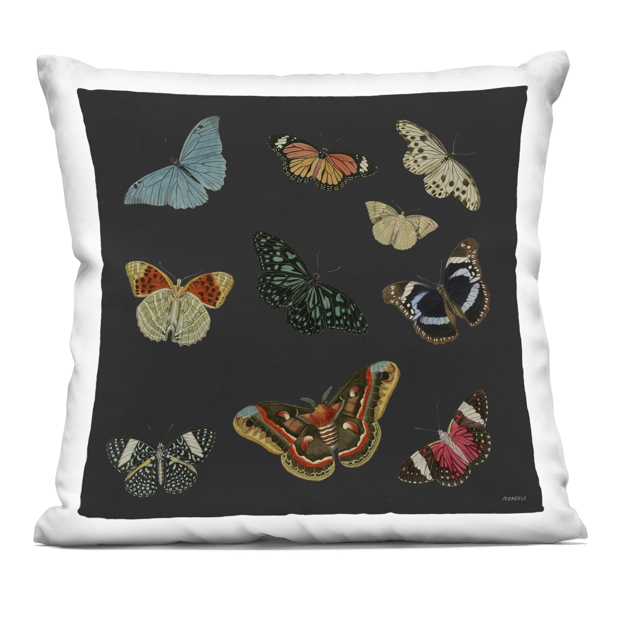 Stupell Industries Butterfly Assortment on Black Decorative Printed Throw Pillow, design by Dan Meneely