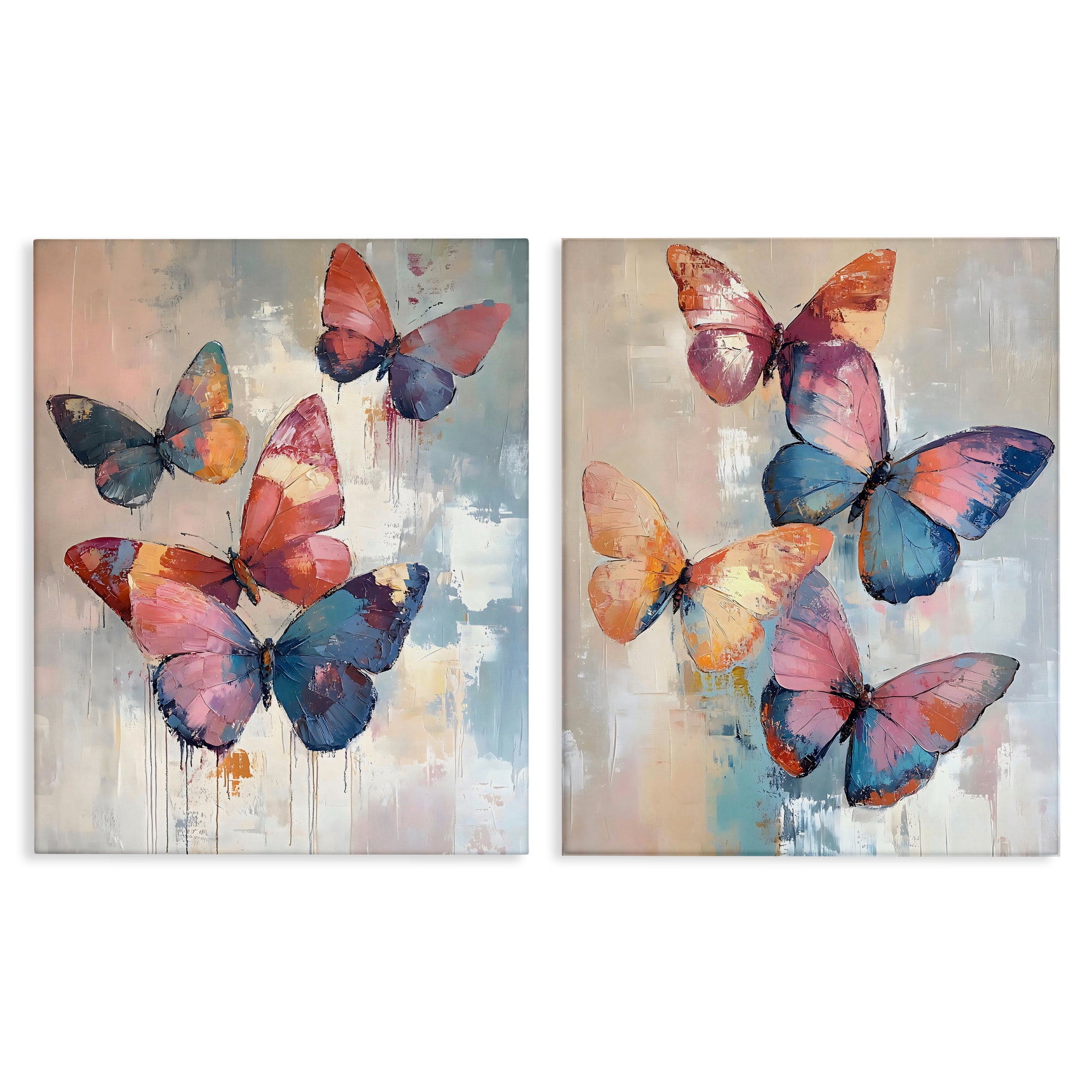 Stupell Industries Butterfly Beauties in Flight 2 Piece Canvas Wall Art Set, design by Creative Studio