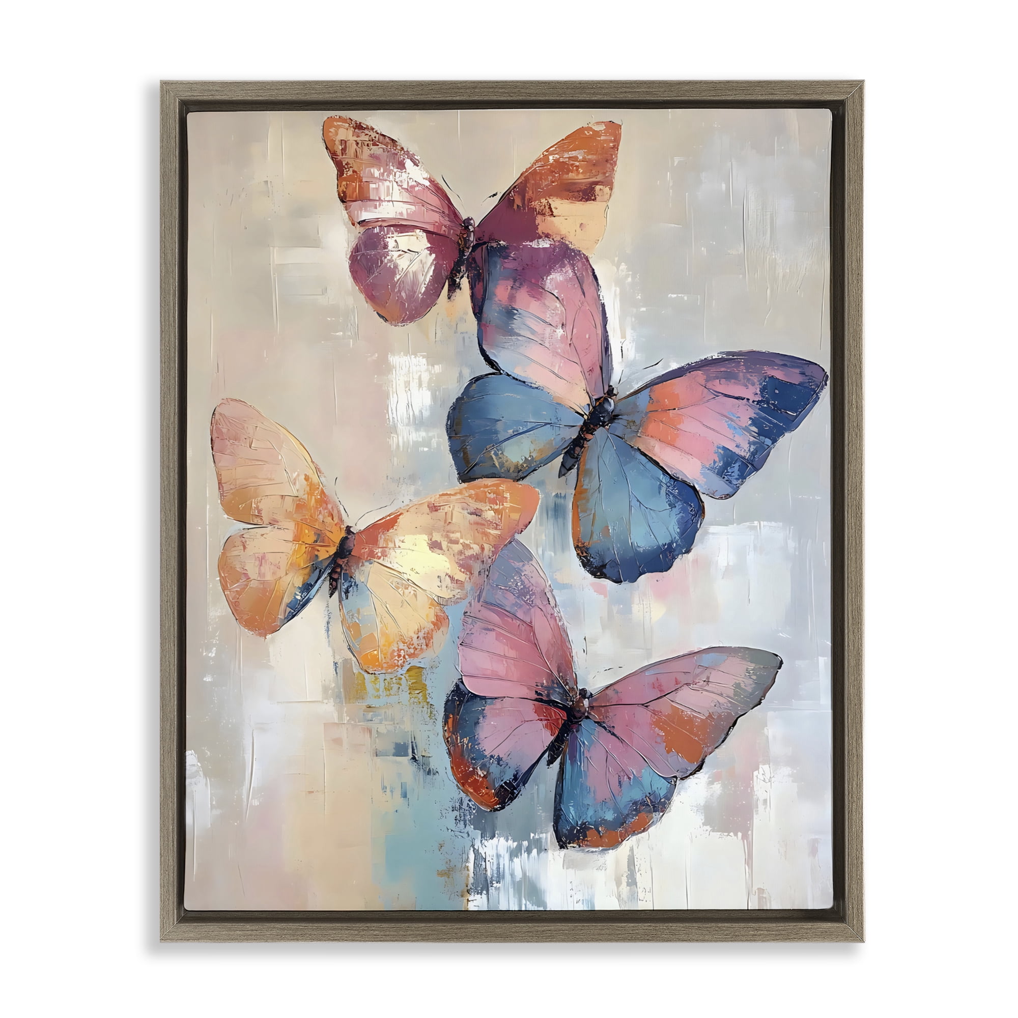 Stupell Industries Butterfly Beauty Abstraction Brown Framed Floater Canvas Wall Art, design by Creative Studio