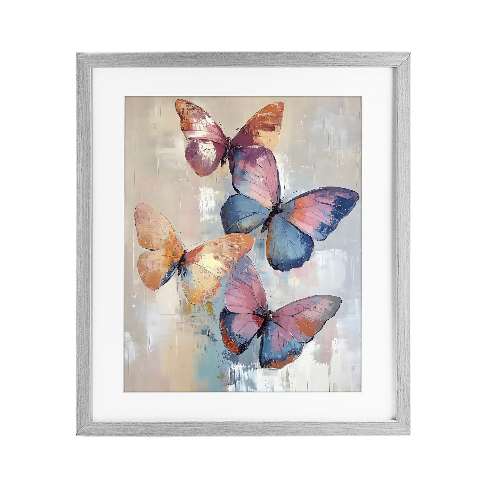 Stupell Industries Butterfly Beauty Abstraction Gray Framed Print Under Glass, design by Creative Studio