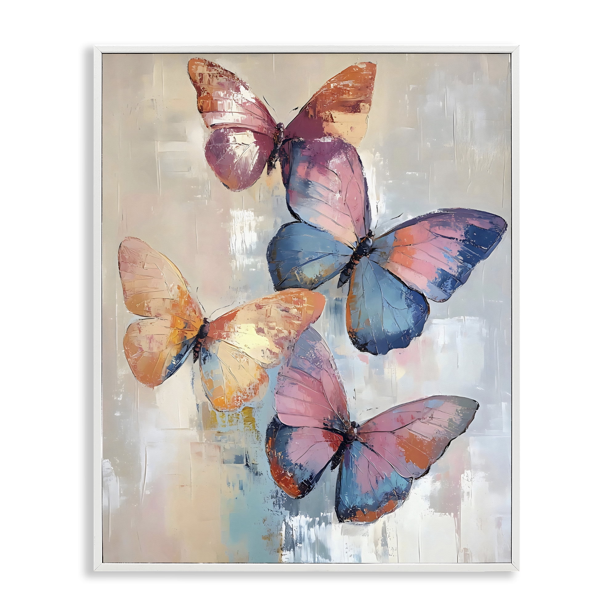 Stupell Industries Butterfly Beauty Abstraction White Framed Giclee Art, design by Creative Studio