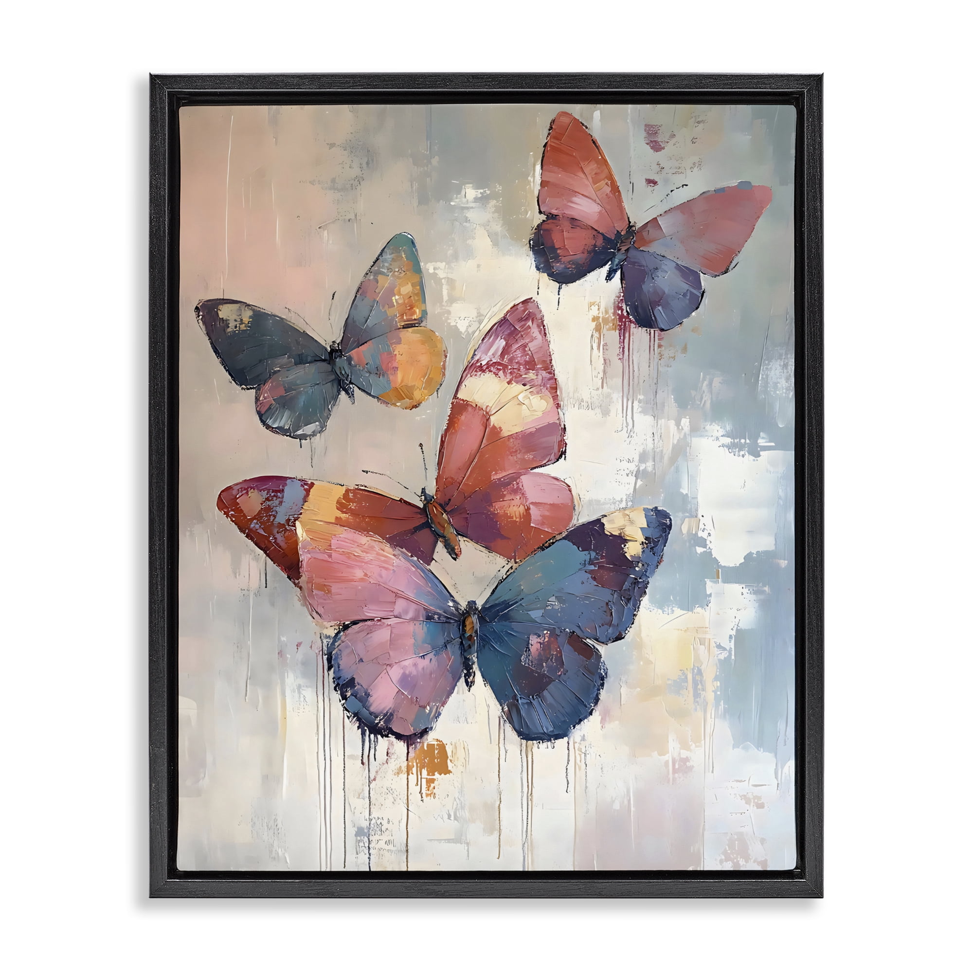 Stupell Industries Butterfly Beauty in Flight Black Framed Floater Canvas Wall Art, design by Creative Studio