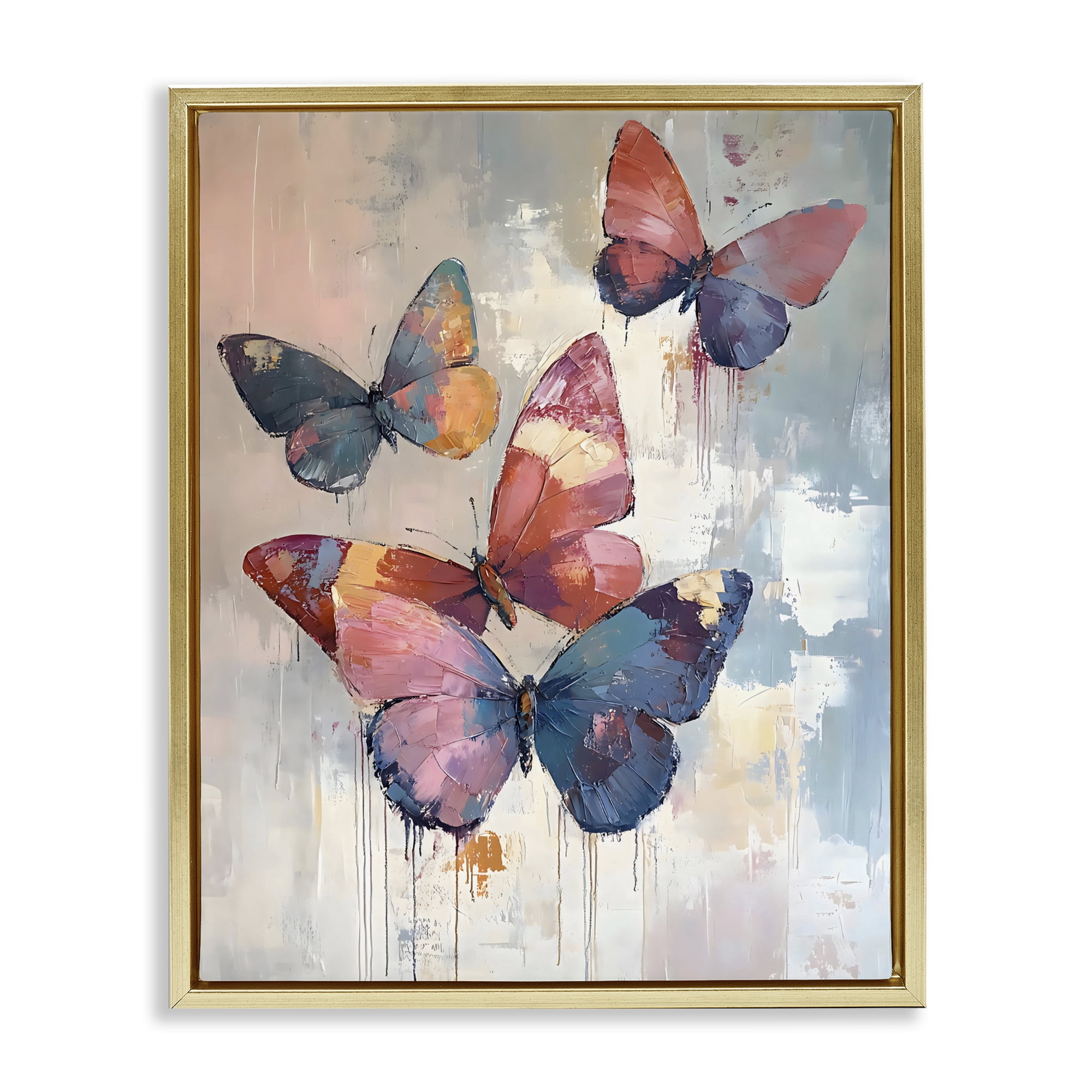 Stupell Industries Butterfly Beauty in Flight Gold Framed Floater Canvas Wall Art, design by Creative Studio