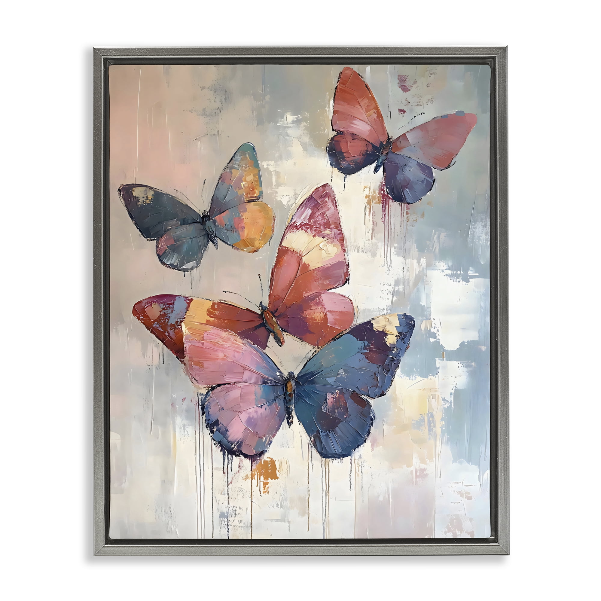 Stupell Industries Butterfly Beauty in Flight Gray Framed Floater Canvas Wall Art, design by Creative Studio
