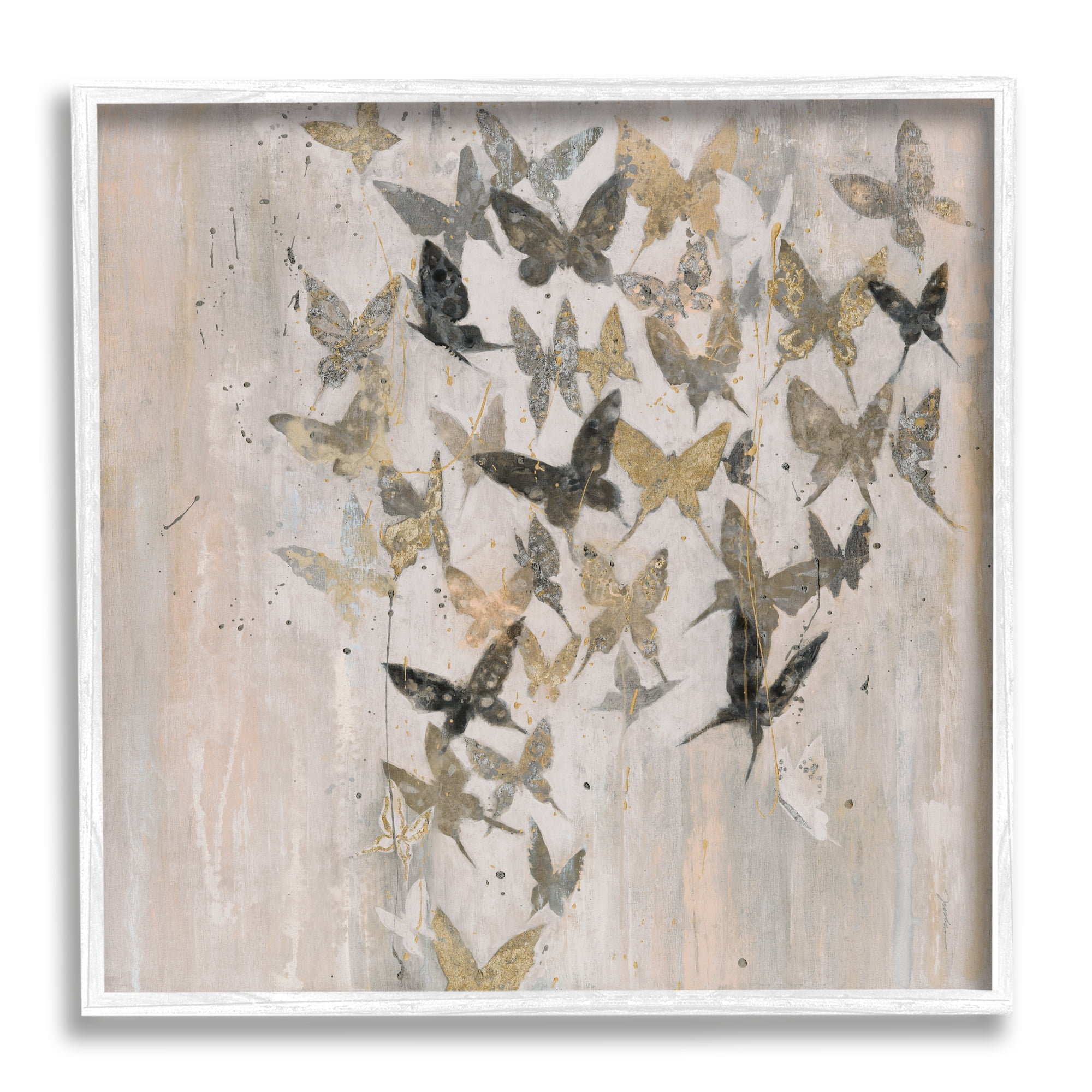 Stupell Industries Butterfly Cluster Abstract Country Insects Brown Grey, 12 x 12, Design by Liz Jardine