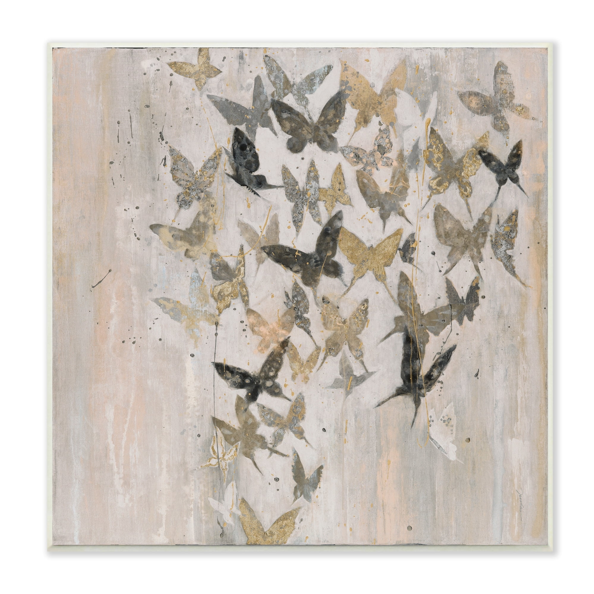 Stupell Industries Butterfly Cluster Abstract Country Insects Brown Grey, 12 x 12, Design by Liz Jardine