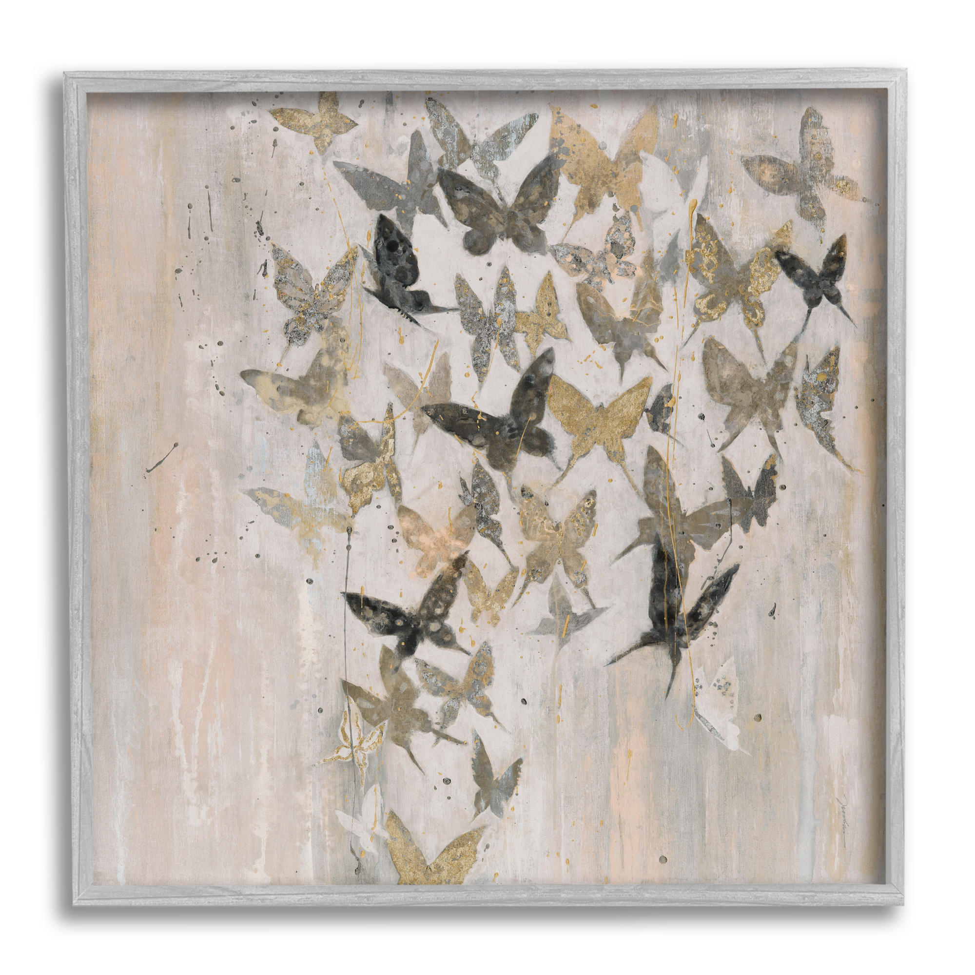 Stupell Industries Butterfly Cluster Abstract Country Insects Brown Grey, 12 x 12, Design by Liz Jardine