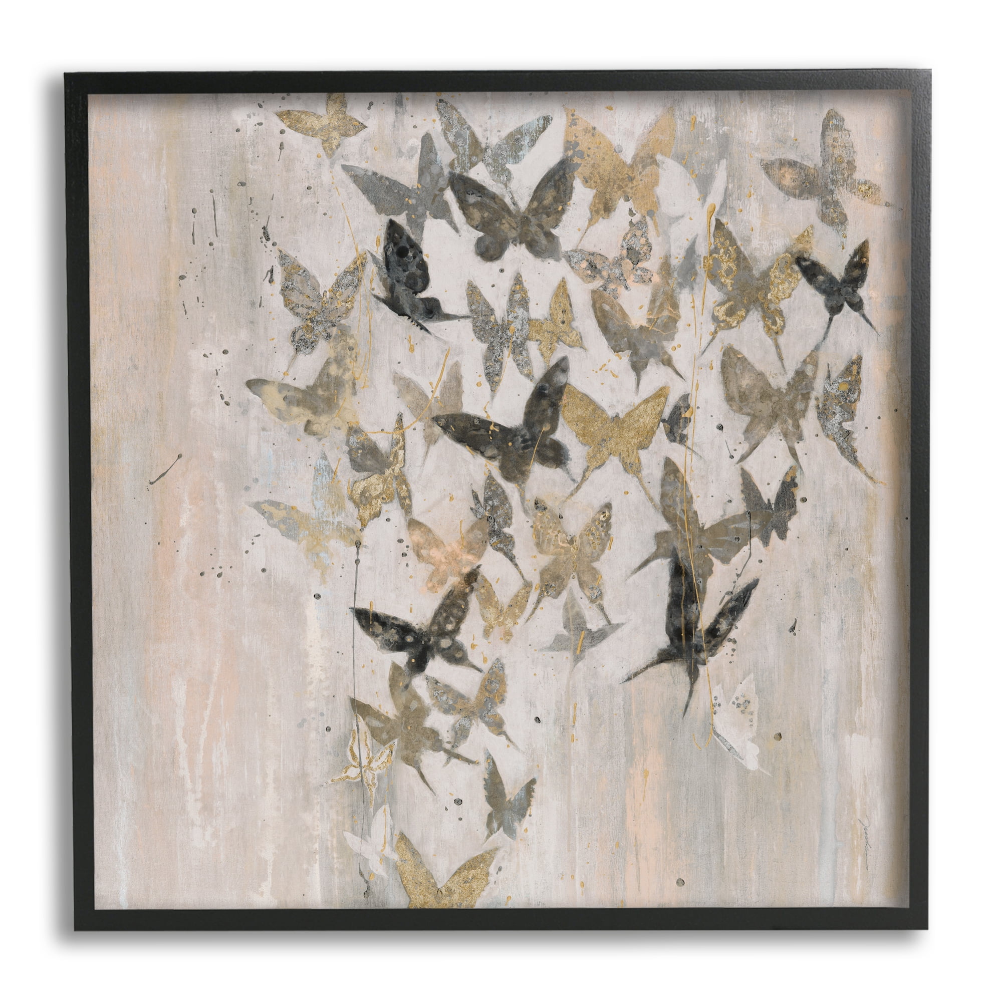 Stupell Industries Butterfly Cluster Abstract Country Insects Brown Grey, 24 x 24, Design by Liz Jardine